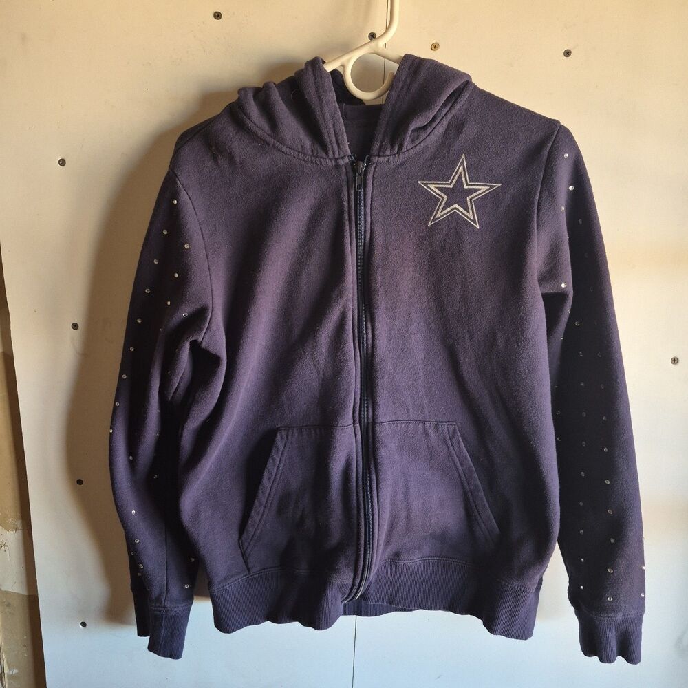 Dallas Cowboys Rhinestone Studded Sleeve Jacket Size Medium Navy Blue